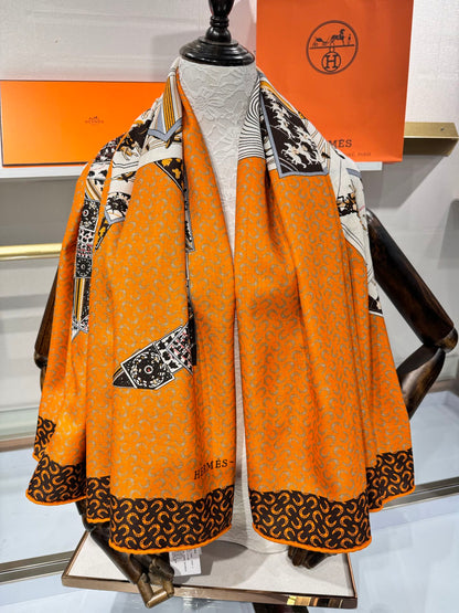 Hermès Pixel Horse Silk Cashmere Scarf
