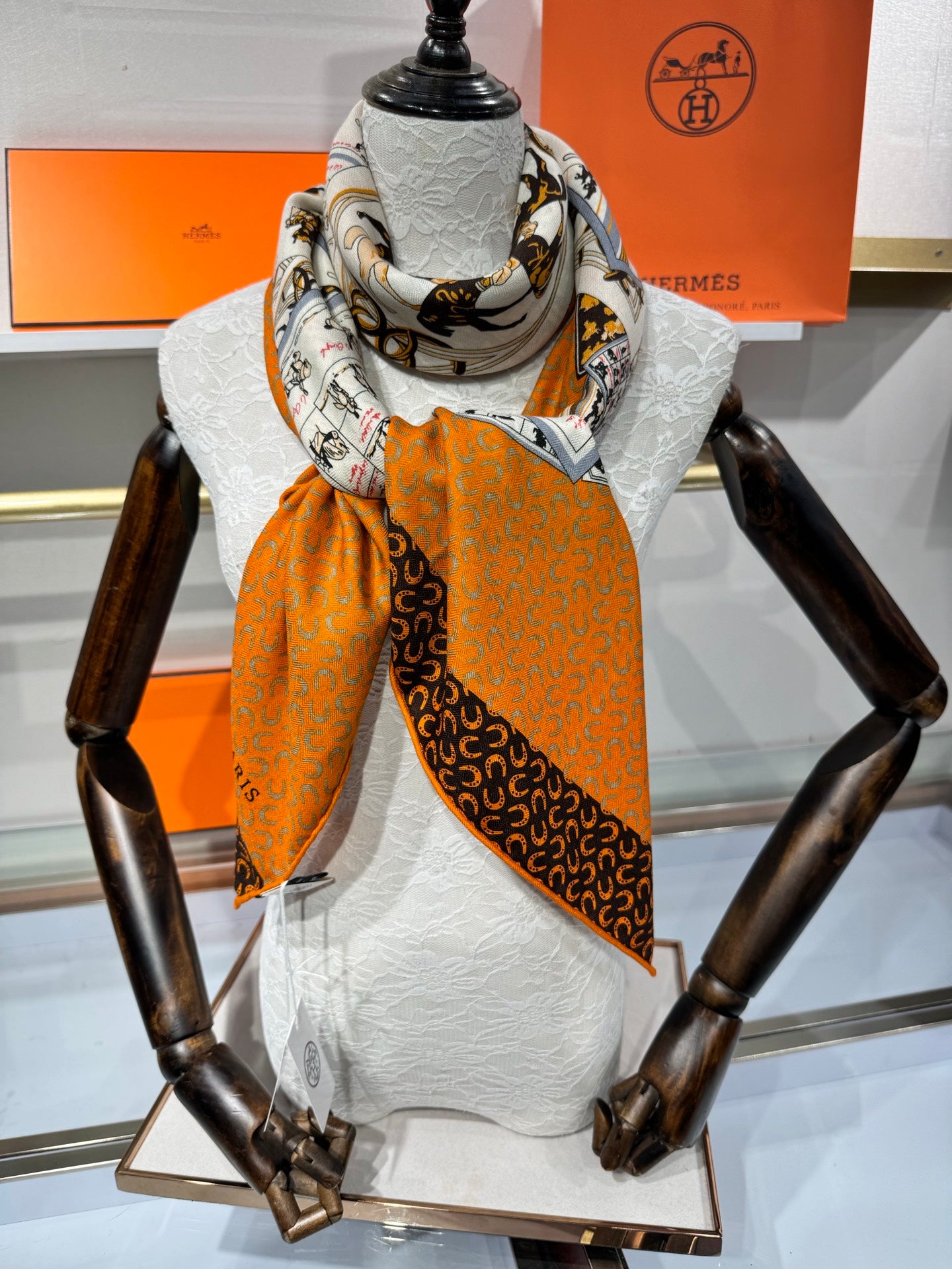 Hermès Pixel Horse Silk Cashmere Scarf
