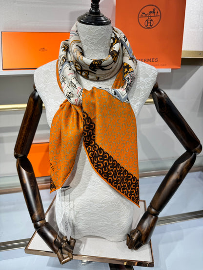 Hermès Pixel Horse Silk Cashmere Scarf
