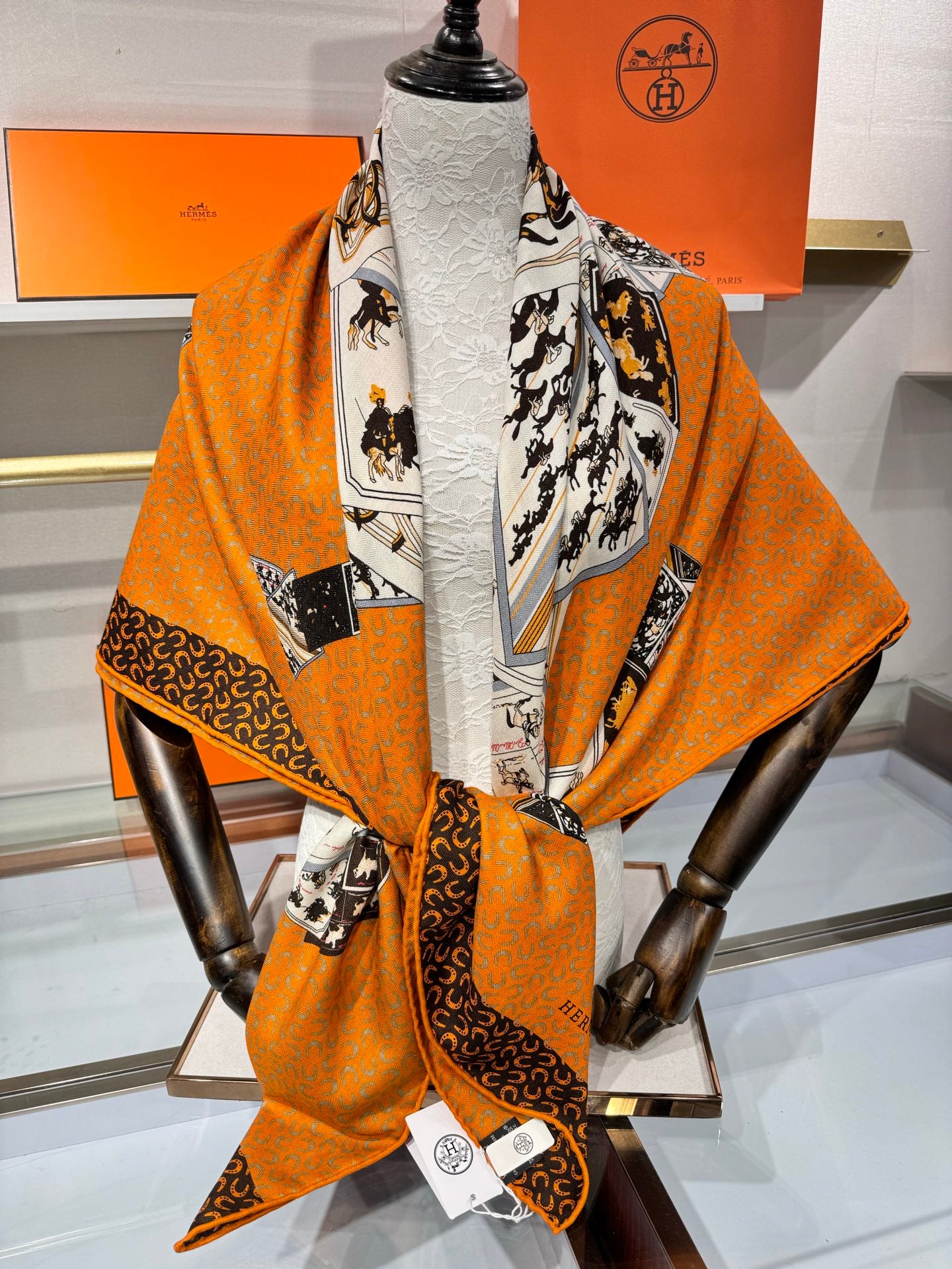 Hermès Pixel Horse Silk Cashmere Scarf