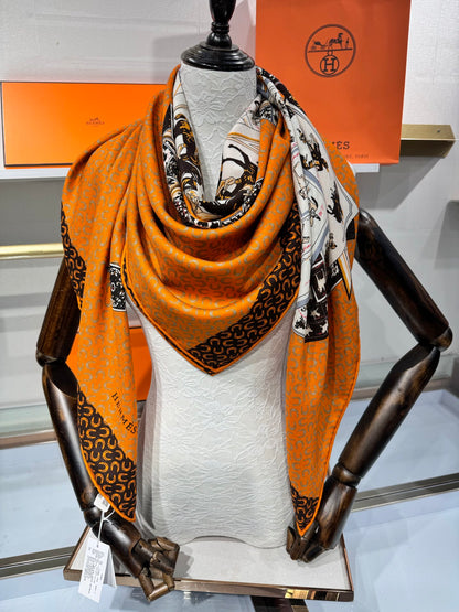 Hermès Pixel Horse Silk Cashmere Scarf