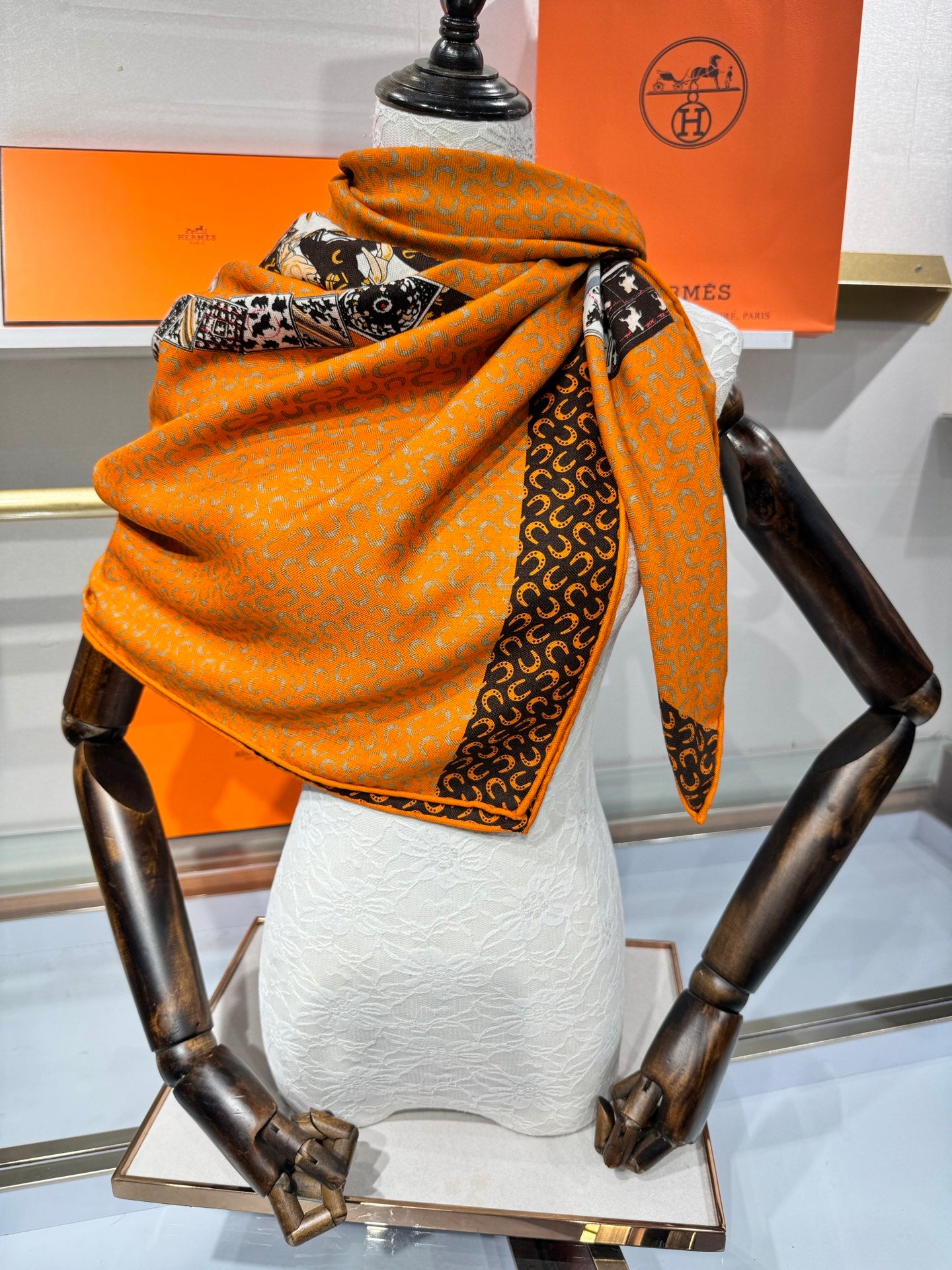 Hermès Pixel Horse Silk Cashmere Scarf