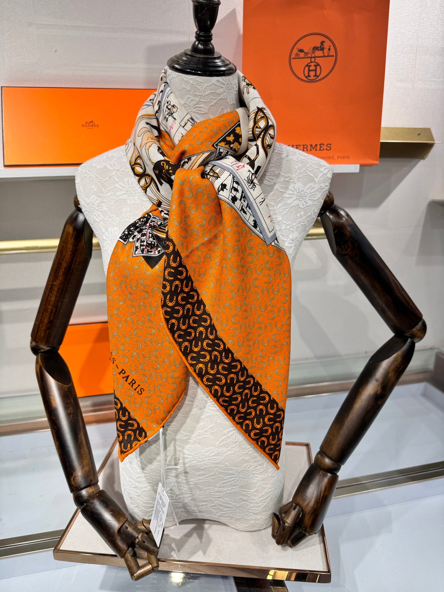 Hermès Pixel Horse Silk Cashmere Scarf