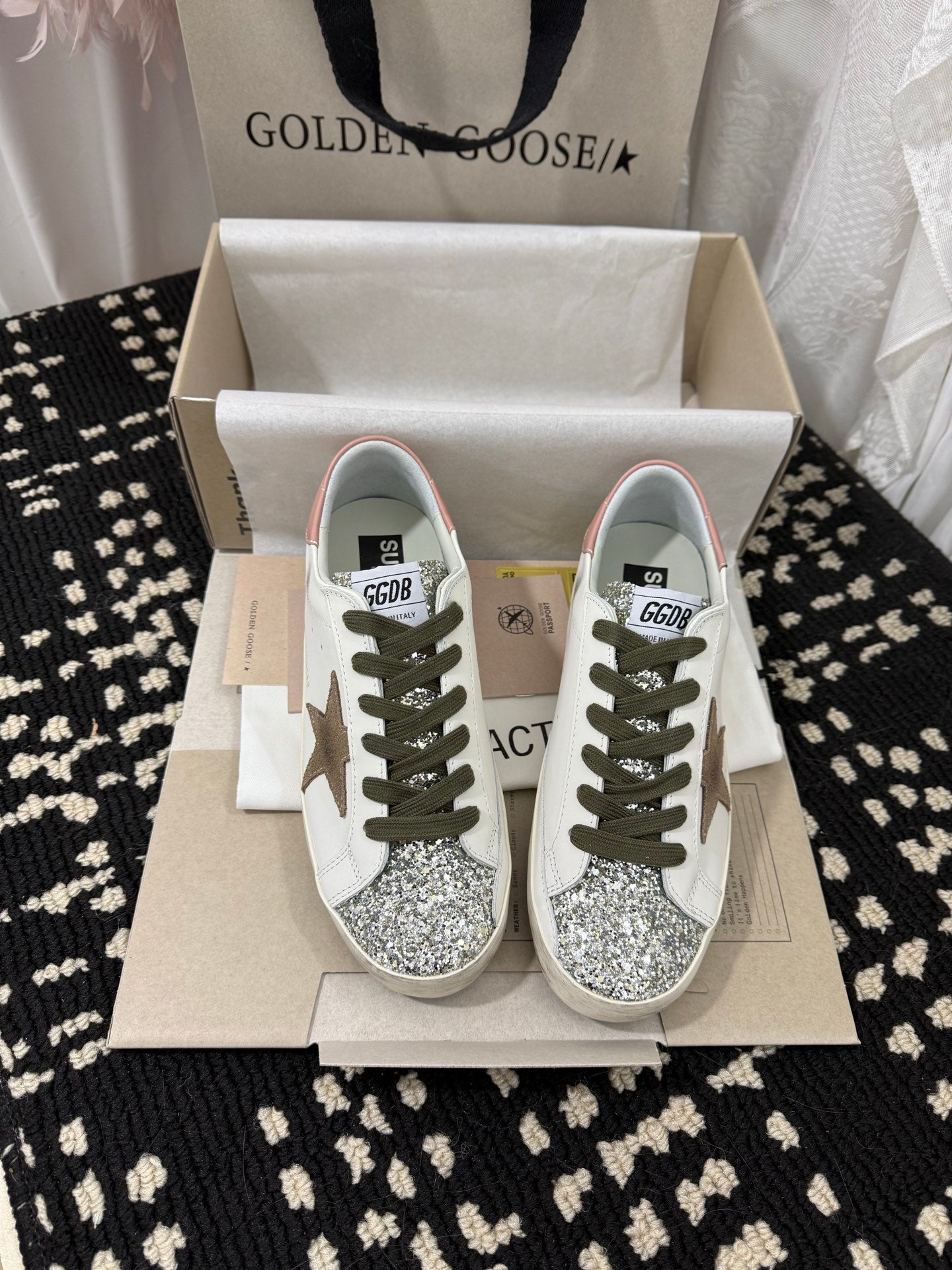 Golden Goose Super Star Rhinestone Leather Sneakers
