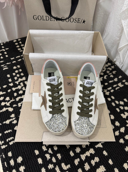Golden Goose Super Star Rhinestone Leather Sneakers