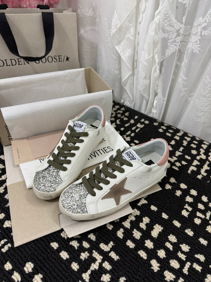 Golden Goose Super Star Rhinestone Leather Sneakers