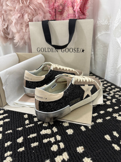 Golden Goose Super Star Rhinestone Leather Sneakers