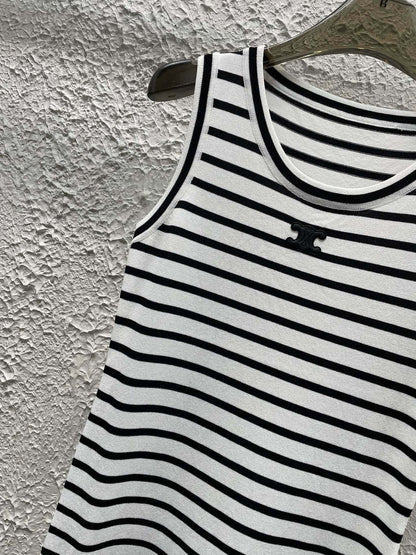Celine Arc de Triomphe Striped Knit Vest Dress