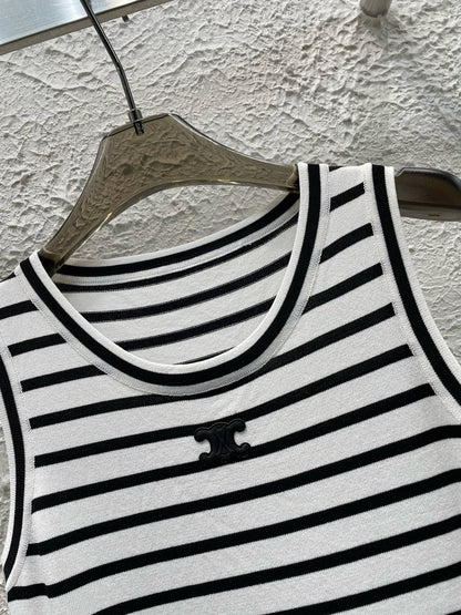 Celine Arc de Triomphe Striped Knit Vest Dress