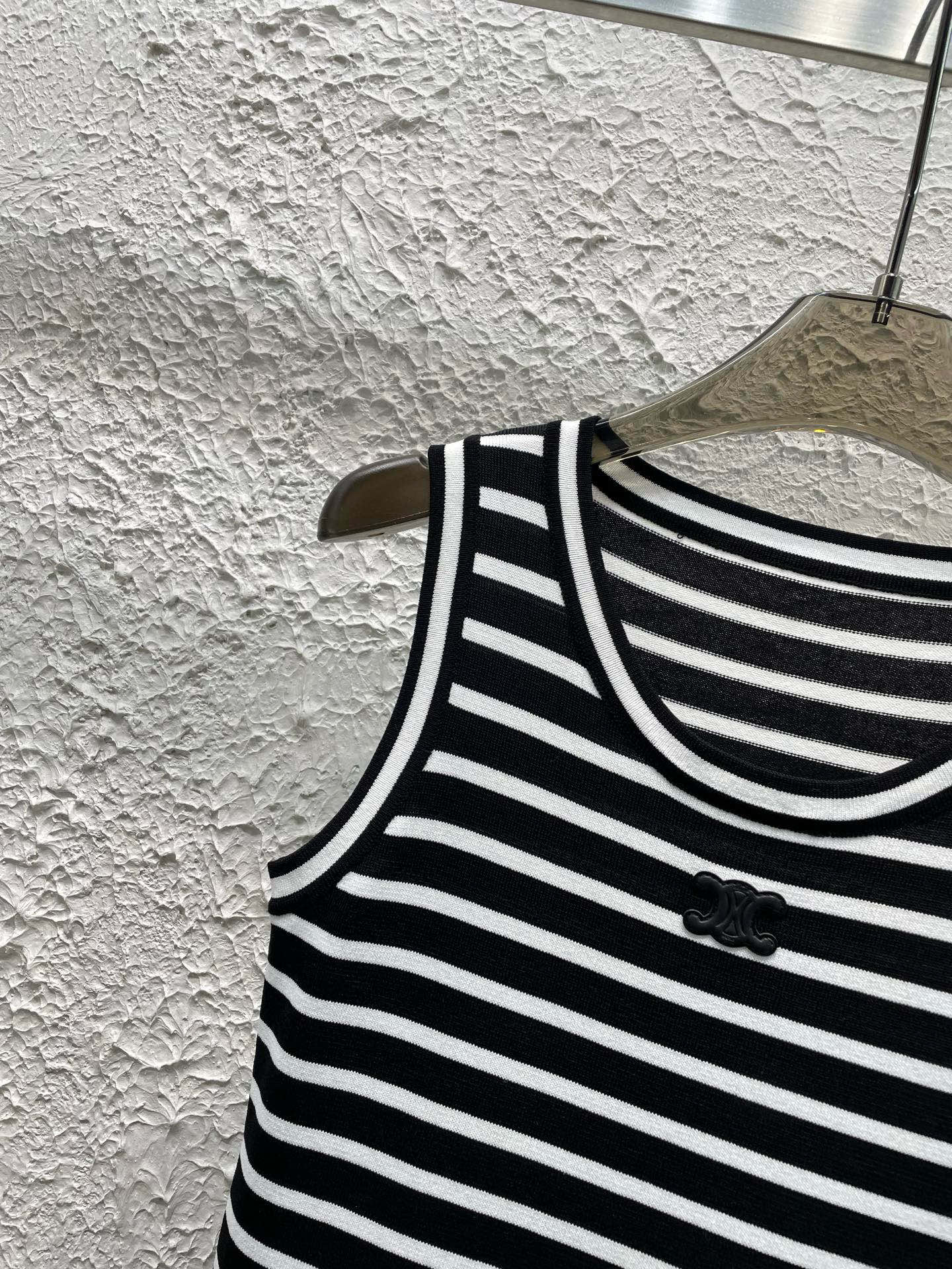 Celine Arc de Triomphe Striped Knit Vest Dress