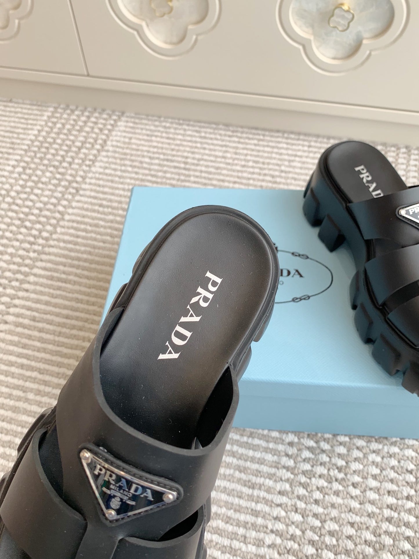 Prada Monolith Rubber Platform Mules