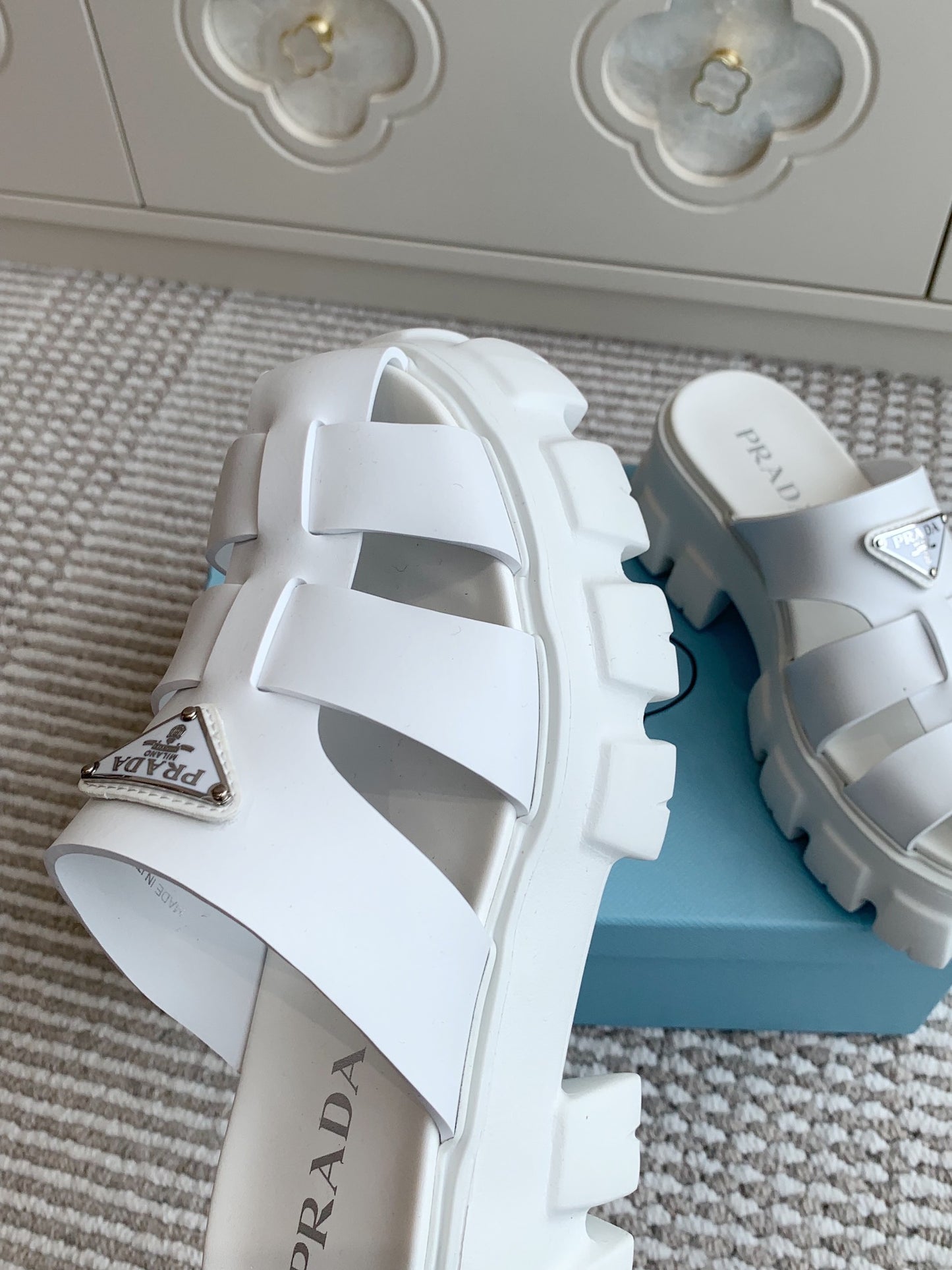 Prada Monolith Rubber Platform Mules