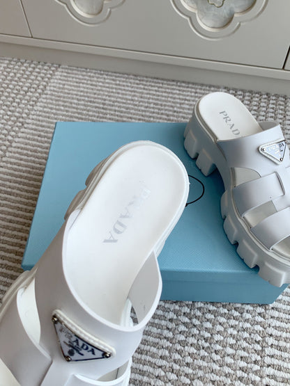 Prada Monolith Rubber Platform Mules
