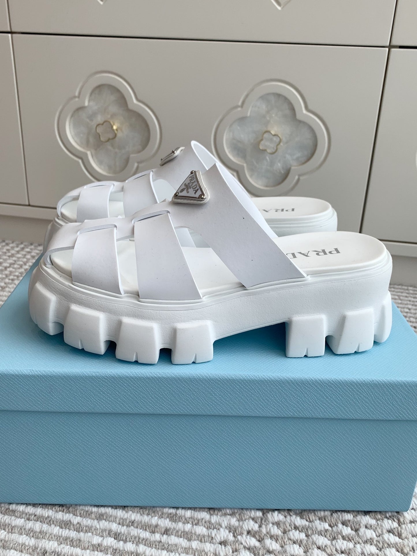 Prada Monolith Rubber Platform Mules