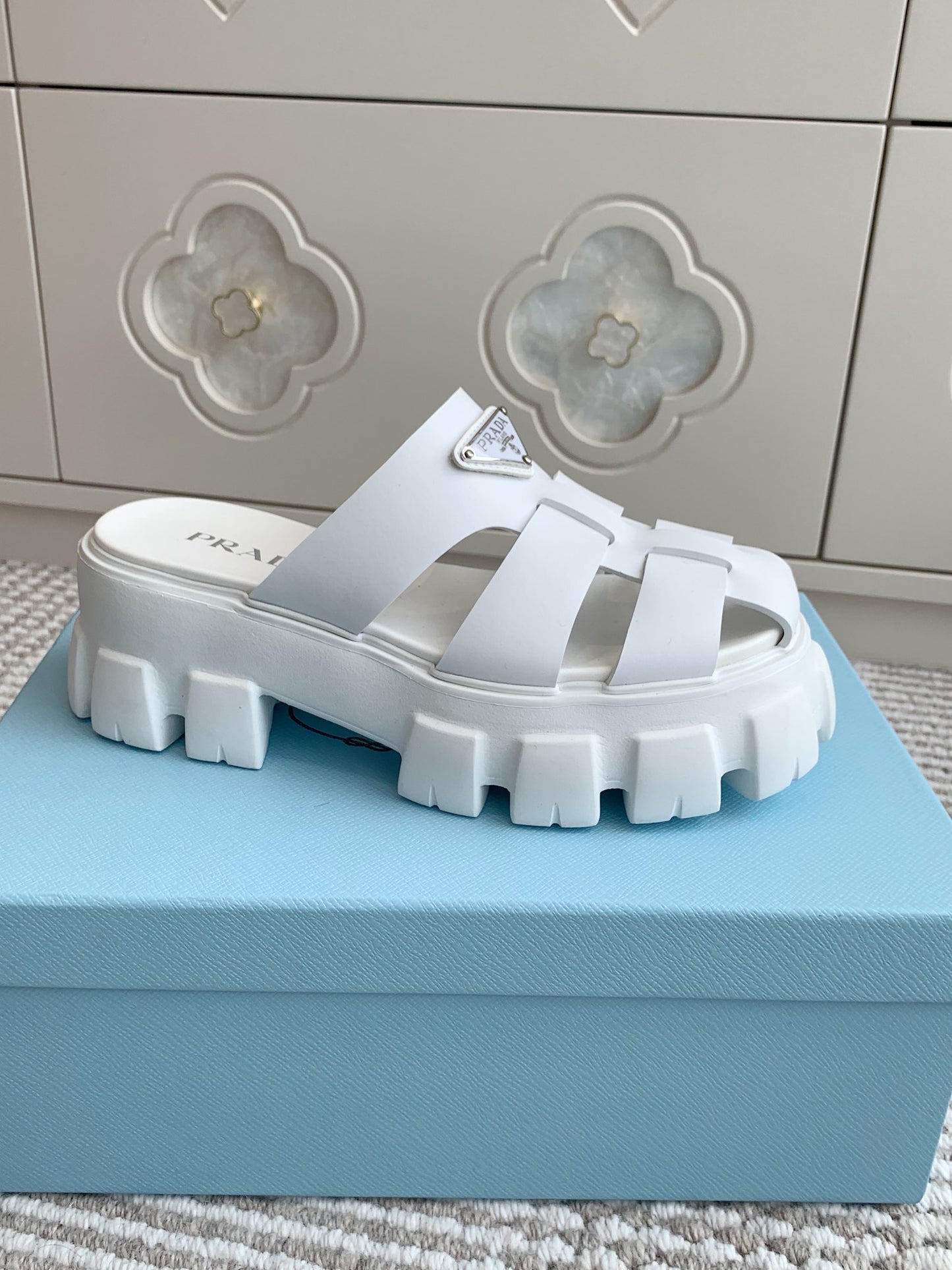 Prada Monolith Rubber Platform Mules