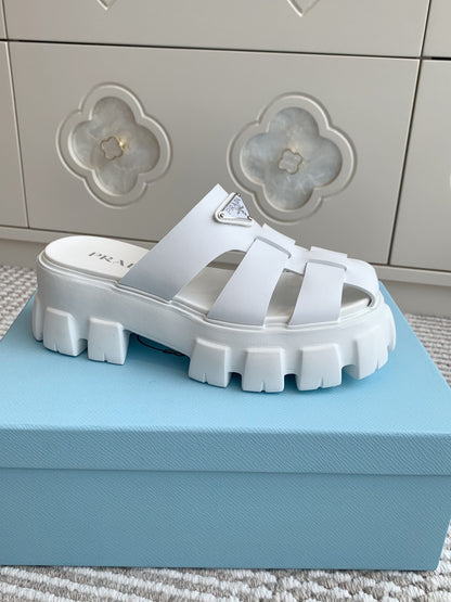 Prada Monolith Rubber Platform Mules
