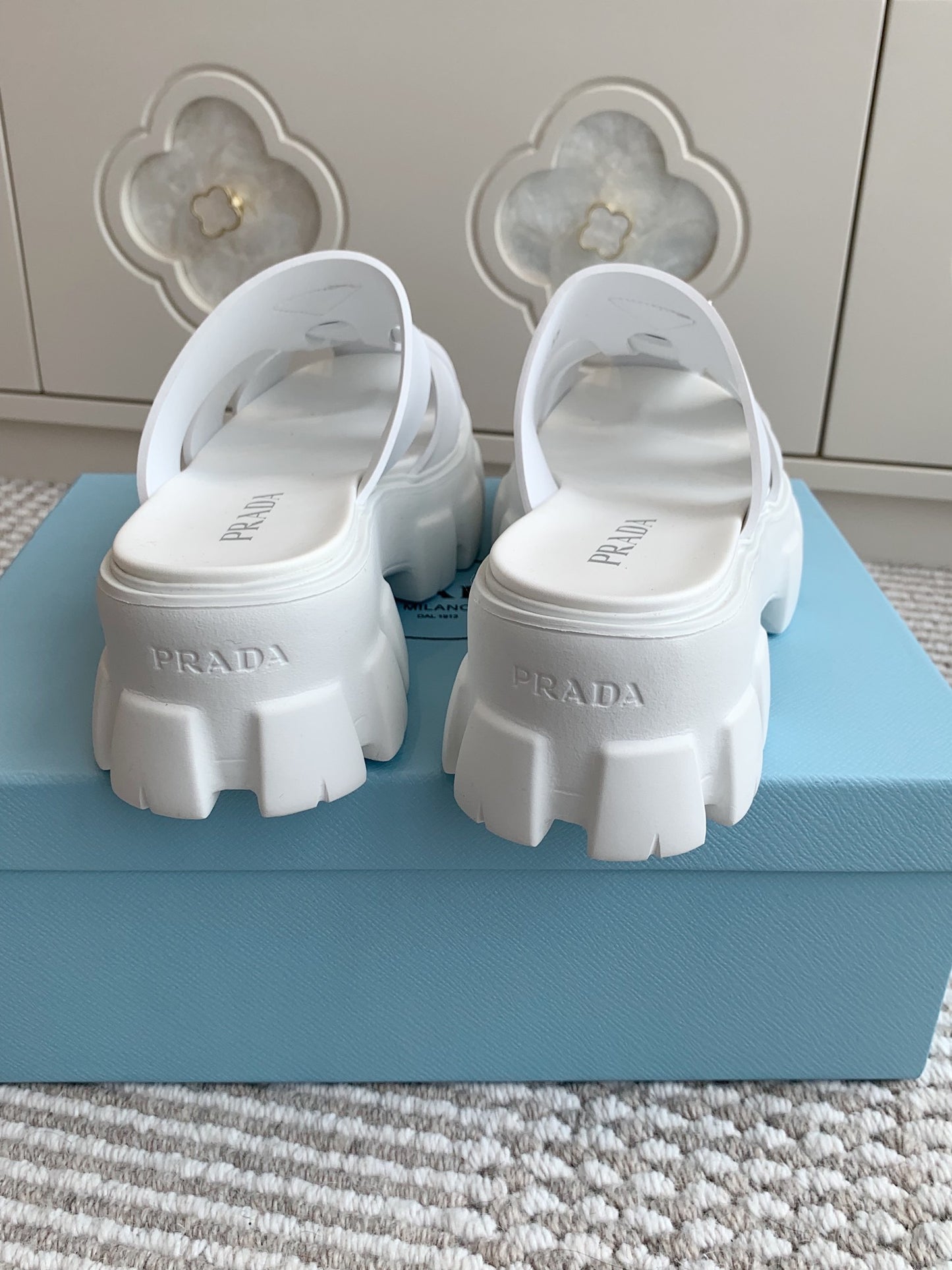 Prada Monolith Rubber Platform Mules