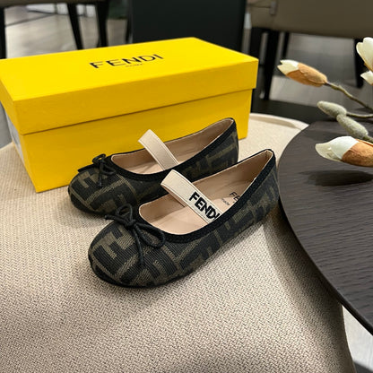 Fendi Girl's Double F Ballerina Flats – Kids Collection – 24SS