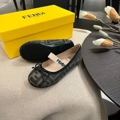 Fendi Girl's Double F Ballerina Flats – Kids Collection – 24SS