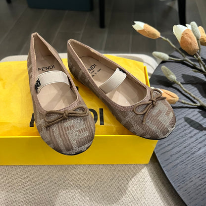 Fendi Girl's Double F Ballerina Flats – Kids Collection – 24SS