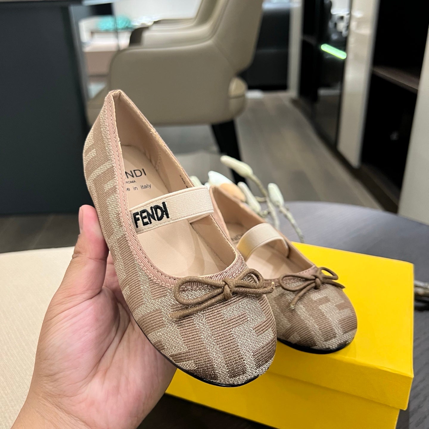 Fendi Girl's Double F Ballerina Flats – Kids Collection – 24SS