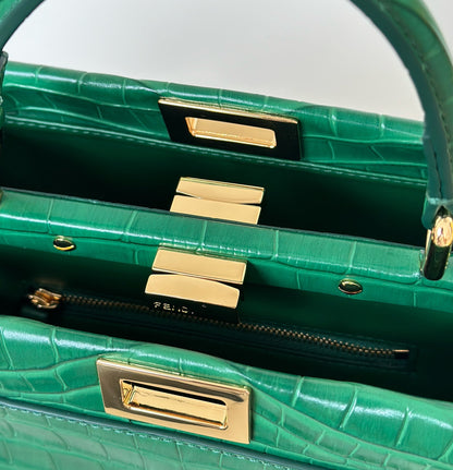Fendi Peekaboo Embossed Crocodile Handbag