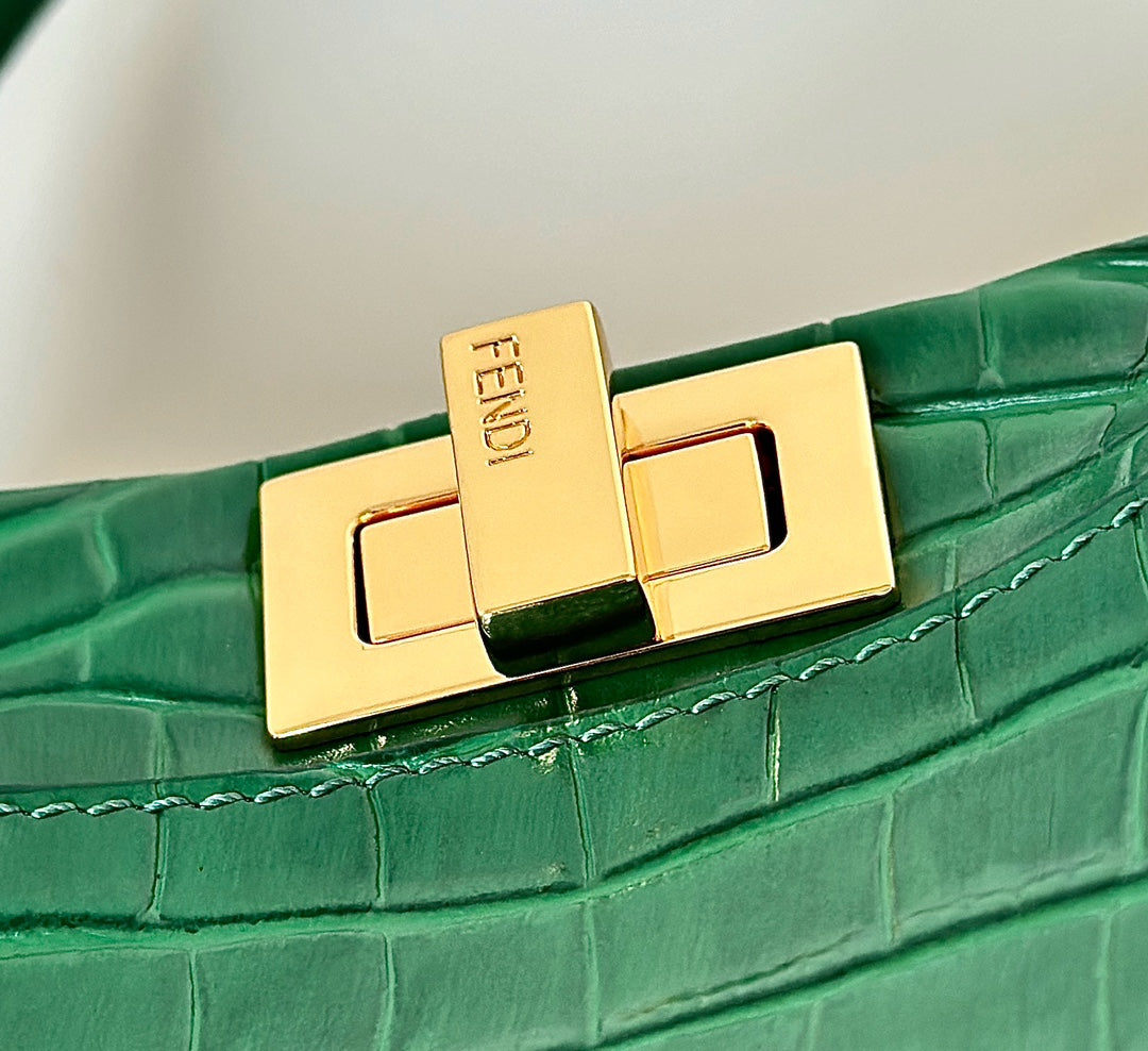 Fendi Peekaboo Embossed Crocodile Handbag
