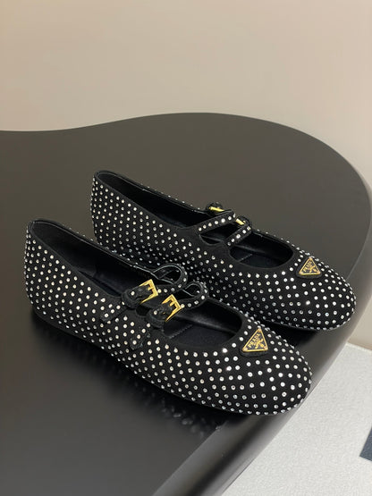 Prada Rhinestone Mary Jane Ballet Flats – 25SS Collection