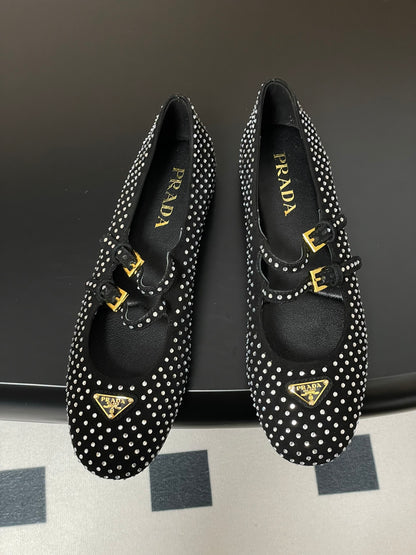 Prada Rhinestone Mary Jane Ballet Flats – 25SS Collection