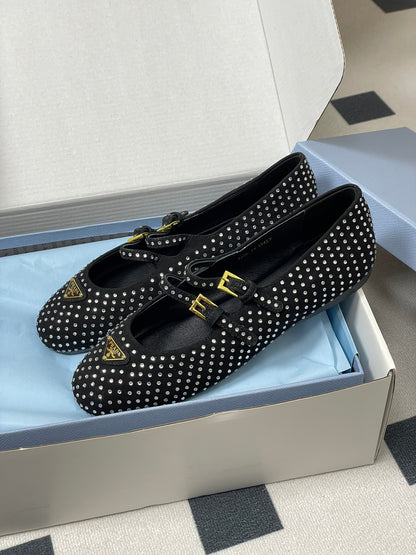 Prada Rhinestone Mary Jane Ballet Flats – 25SS Collection