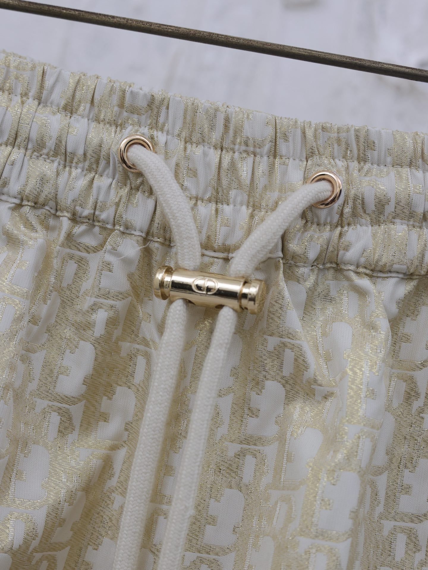 Dior Gold Taffeta Jacquard Oblique Shorts – 2025