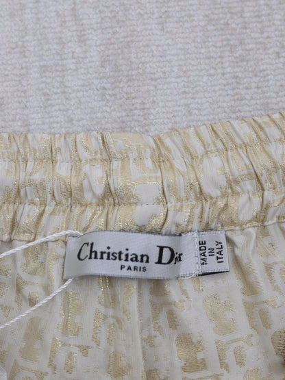 Dior Gold Taffeta Jacquard Oblique Shorts – 2025