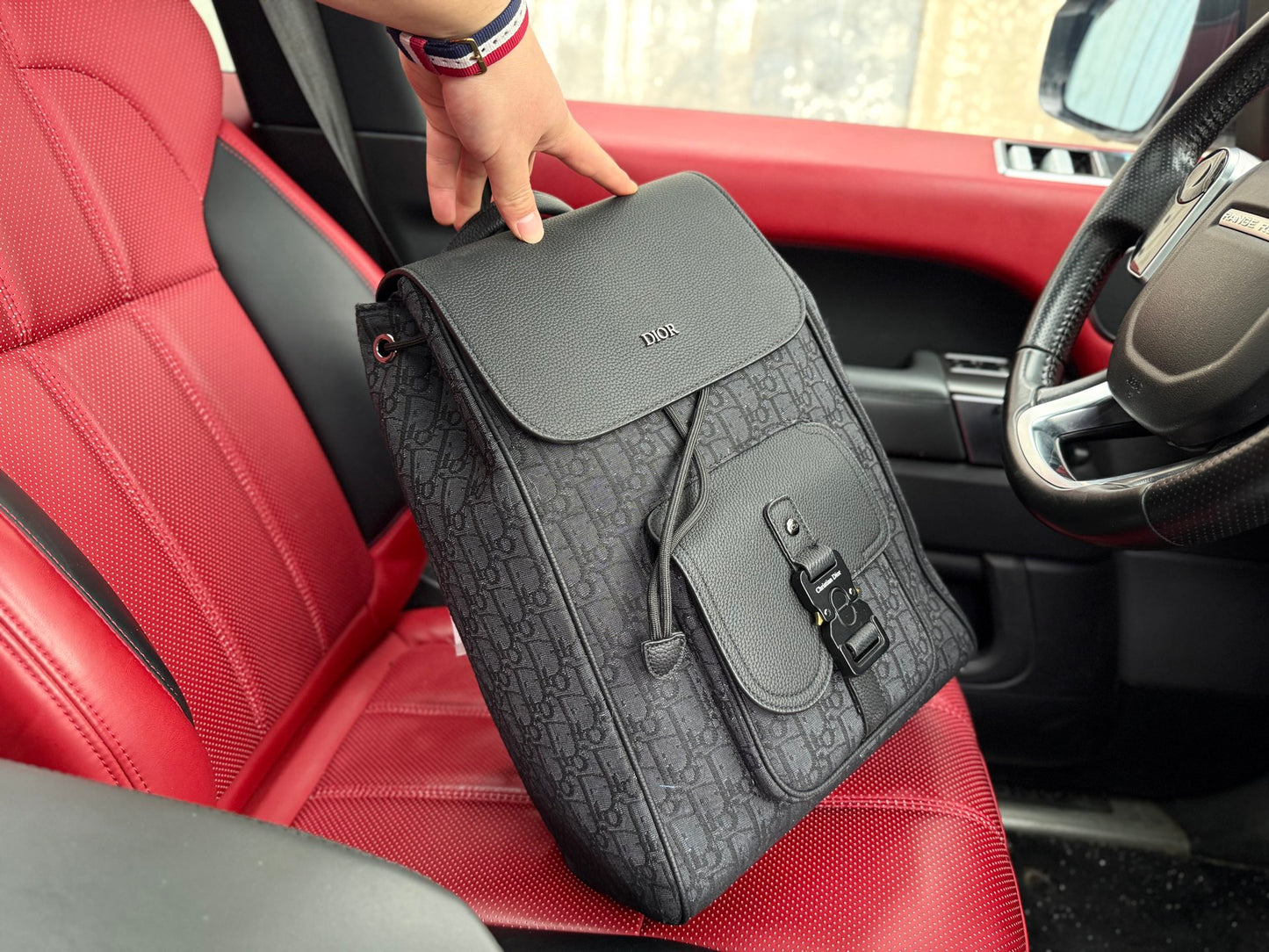 Dior Oblique Saddle Grained Leather Men's Backpack