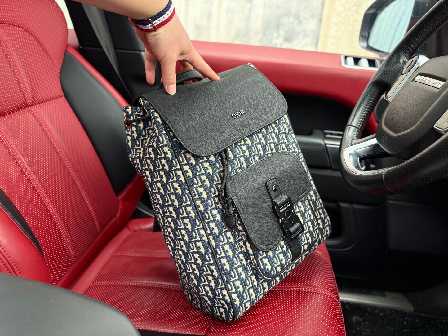 Dior Saddle Oblique Grained Leather Backpack
