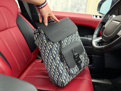 Dior Saddle Oblique Grained Leather Backpack