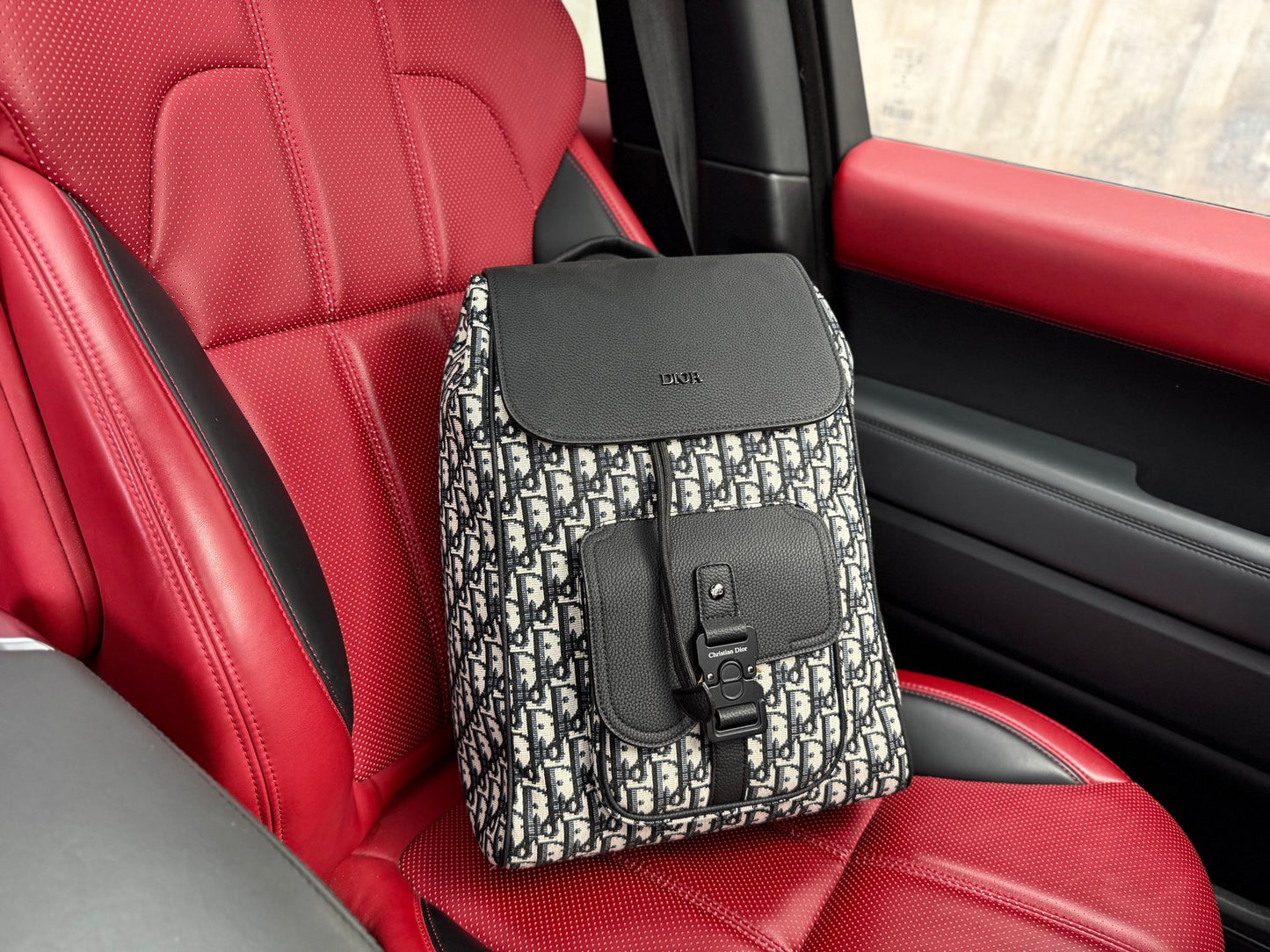 Dior Saddle Oblique Grained Leather Backpack