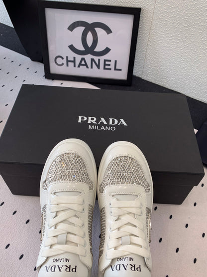 Prada Studded Leather Casual Sneakers