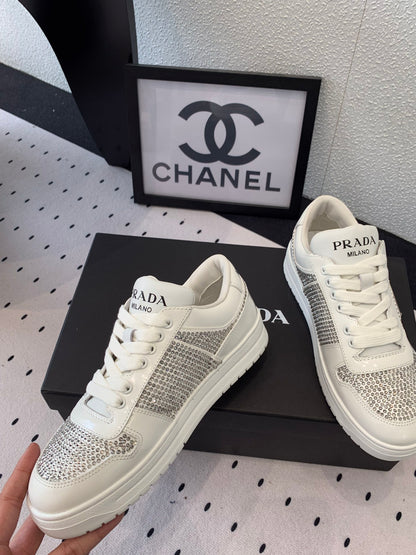 Prada Studded Leather Casual Sneakers