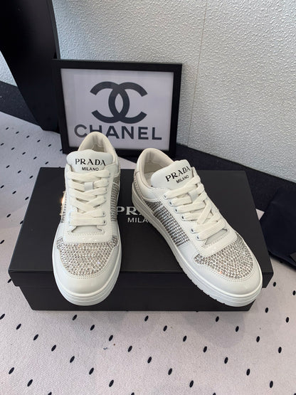 Prada Studded Leather Casual Sneakers