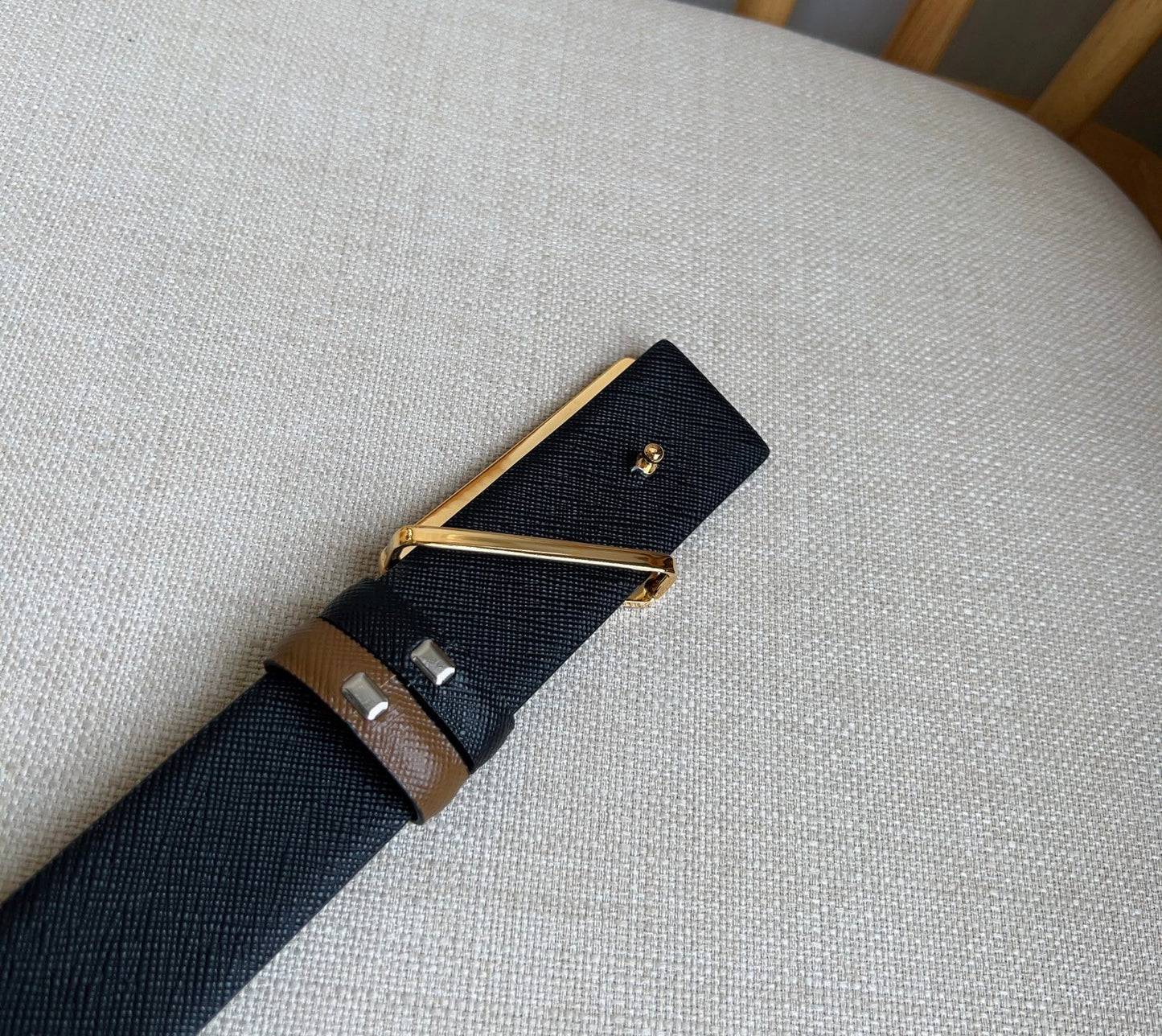 Prada Triangle Logo Buckle Belt