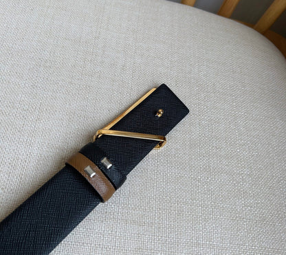 Prada Triangle Logo Buckle Belt