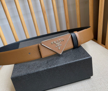 Prada Triangle Logo Buckle Belt
