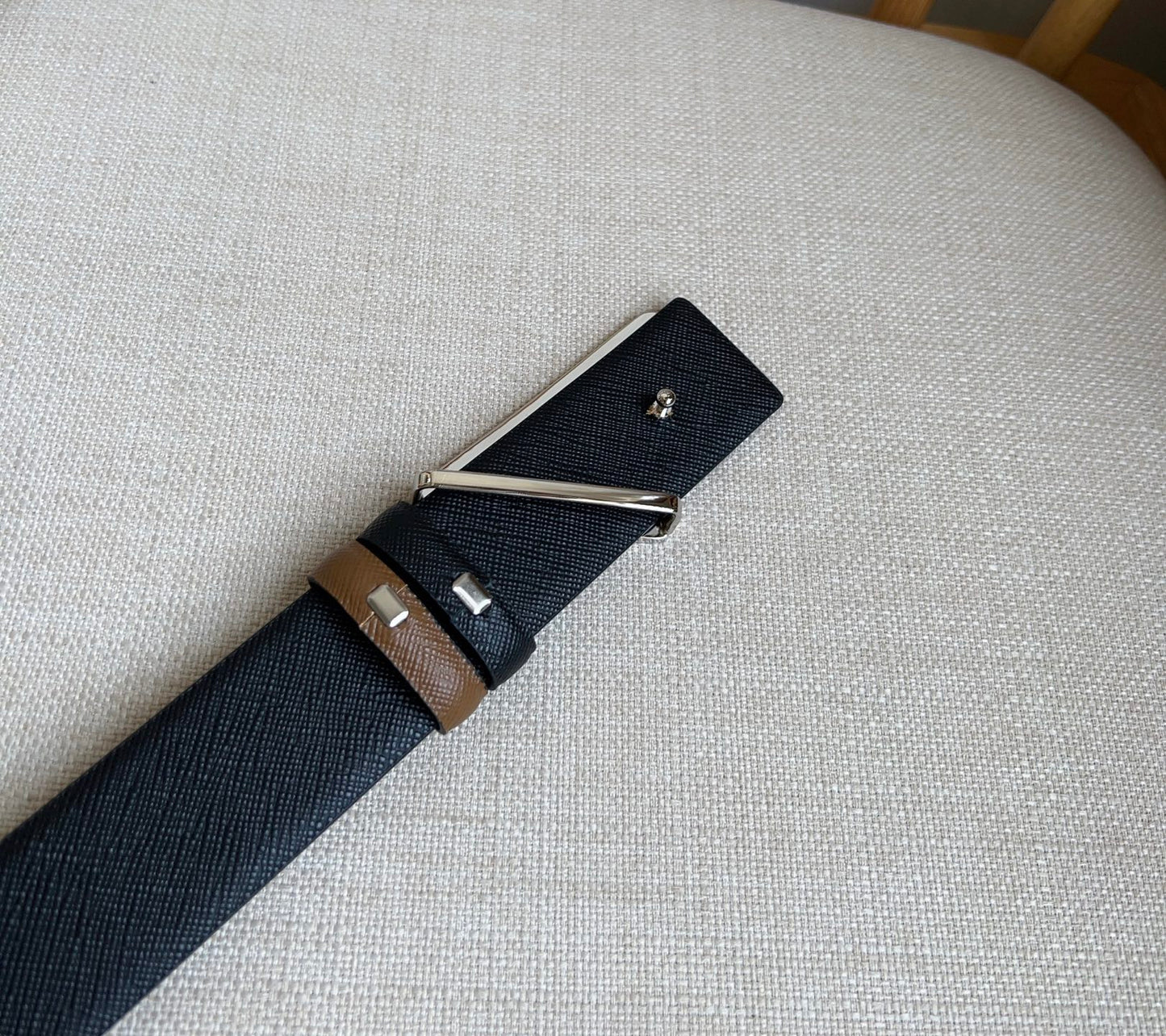 Prada Triangle Logo Buckle Belt