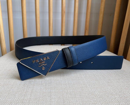Prada Triangle Logo Buckle Belt