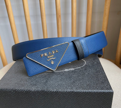 Prada Triangle Logo Buckle Belt