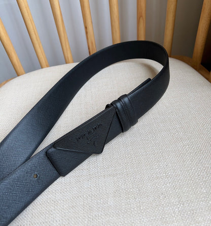 Prada Triangle Logo Buckle Belt