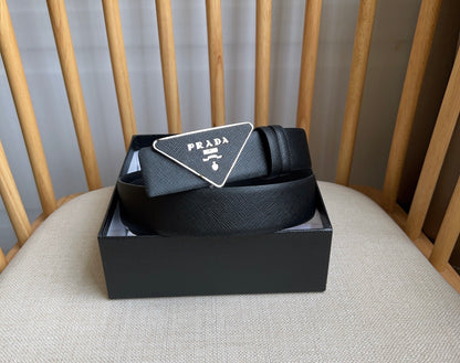 Prada Triangle Logo Buckle Belt