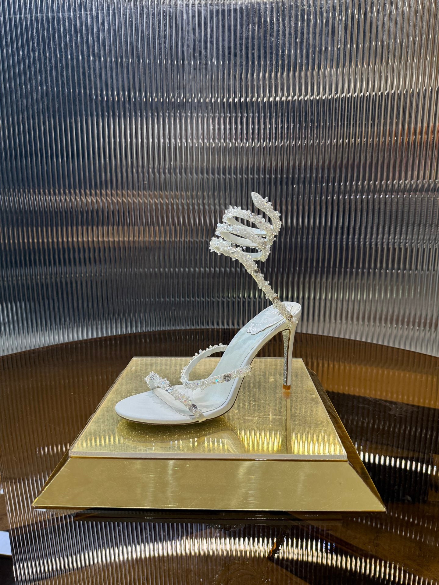 René Caovilla Crystal Spiral Heeled Sandals – 2025SS