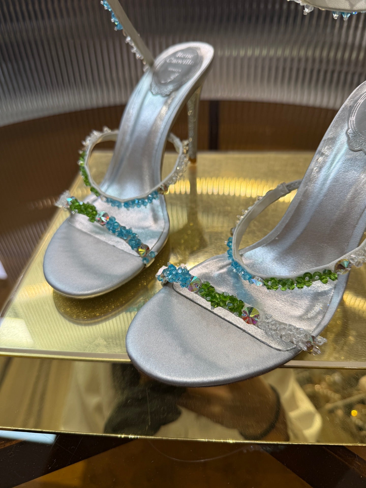 René Caovilla Crystal Spiral Heeled Sandals – 2025SS