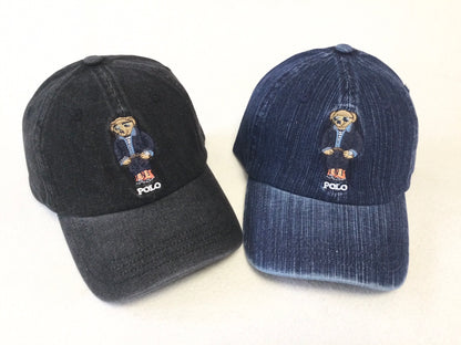 Ralph Lauren Denim Bear Embroidered Baseball Cap